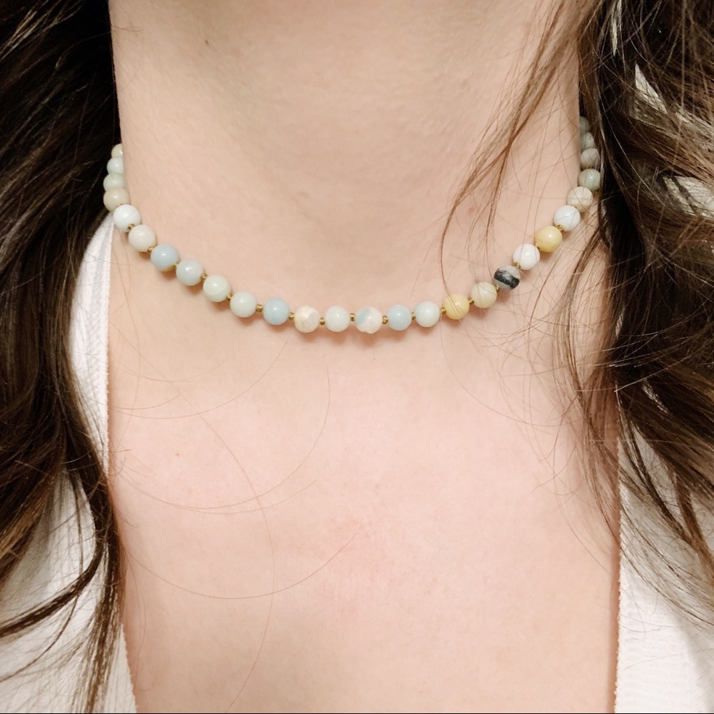 Multi shade turquoise choker necklace
